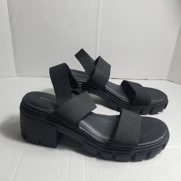 Madden Girl Shoes - MADDEN GIRL WOMEN'S BLACK CHUNKY HEEL SANDALS SIZE 9.5